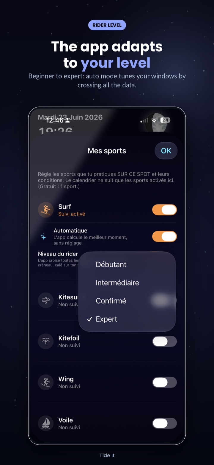 Per-sport and per-rider-level settings